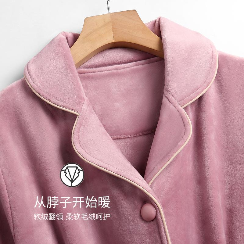 Pajamas Ladies Spring And Autumn Coral Fleece Thickened Fleece Winter Island Fleece Autumn And Winter Flannel Winter Loungewear Set