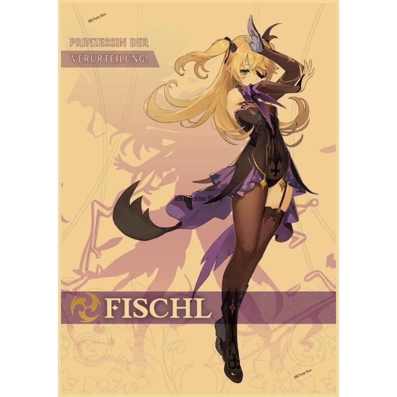 Genshin Impact Cartoon Character Posters Kraft Paper Prints Home Room Decor Study Bedroom Bar Cafe Wall Paintings Wall Stickers