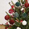 6pcs Red Green White Flocking Christmas Balls Set Velvet Christmas Tree Ornaments  Children Gifts