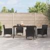 Vidaxl 5-Cz. Garden Furniture Set With Cushions, Black, Poly Rattan