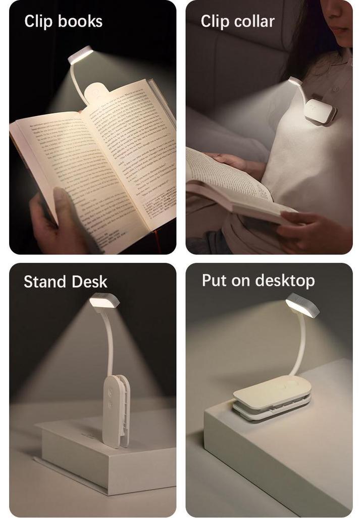LED Eye Protection Clip-On Reading Light - Portable Mini Study Lamp for Bedside & Dorm.