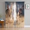 Black White Horse Watercolor Painting Tulle Sheer Window Curtains for Living Room Kitchen Children Bedroom Voile Hanging Curtain