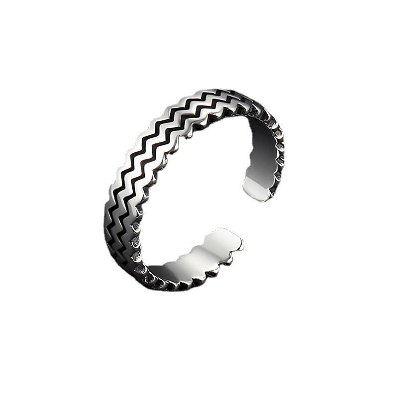 Adjustable Open Ring Men Women Sterling Vintage Geometric Minimalist Finger Student Style