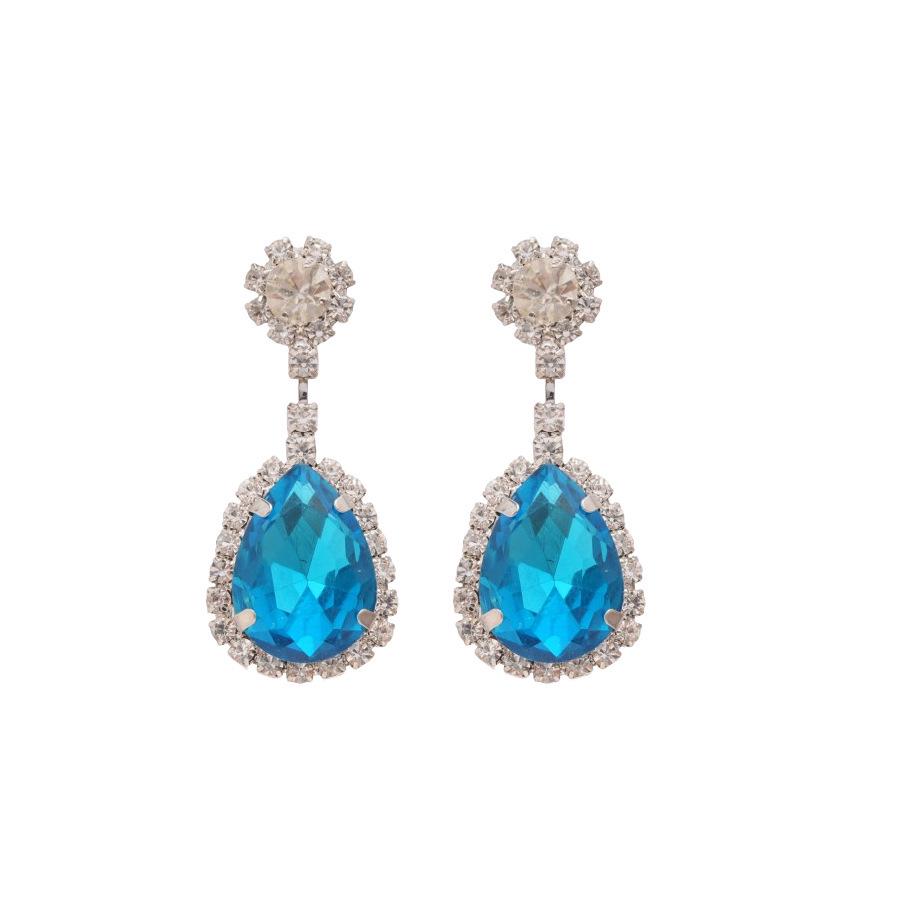 Silver Needle Retro Geometric Rhinestone Water Drop Earrings - Luxurious High-End Studs for Exquisite Fashion.