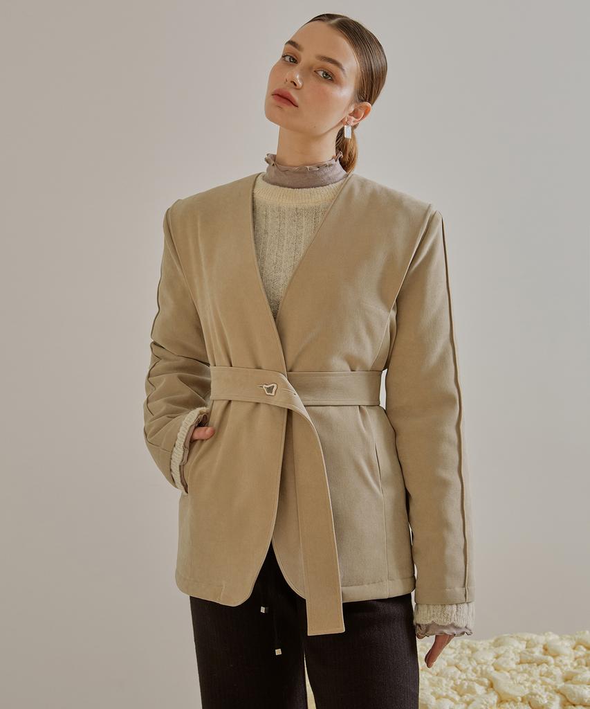 ETMON Scallop See-Through Knit Top Cream