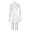 Summer Sexy Satin Mini Dress V Neck Lace Trim Spaghetti Strap Sleeveless Loose Flowy Slip Dress Y2K Spicy Girl Style Casual Party Night Out Dress