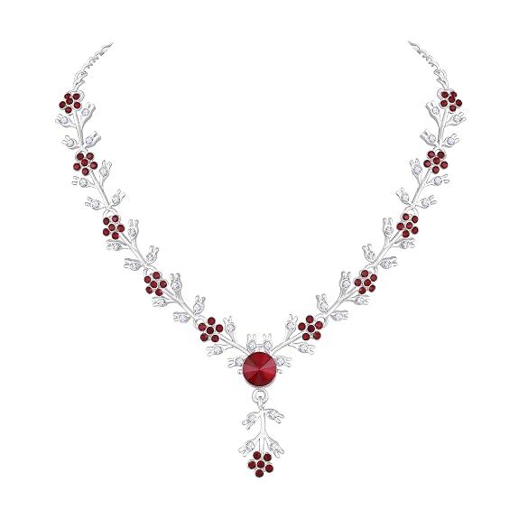 American Diamond Style Silver Plated Necklace with Earrings Jewellery Set for Women – Perfect for Party, Wedding, and Engagement