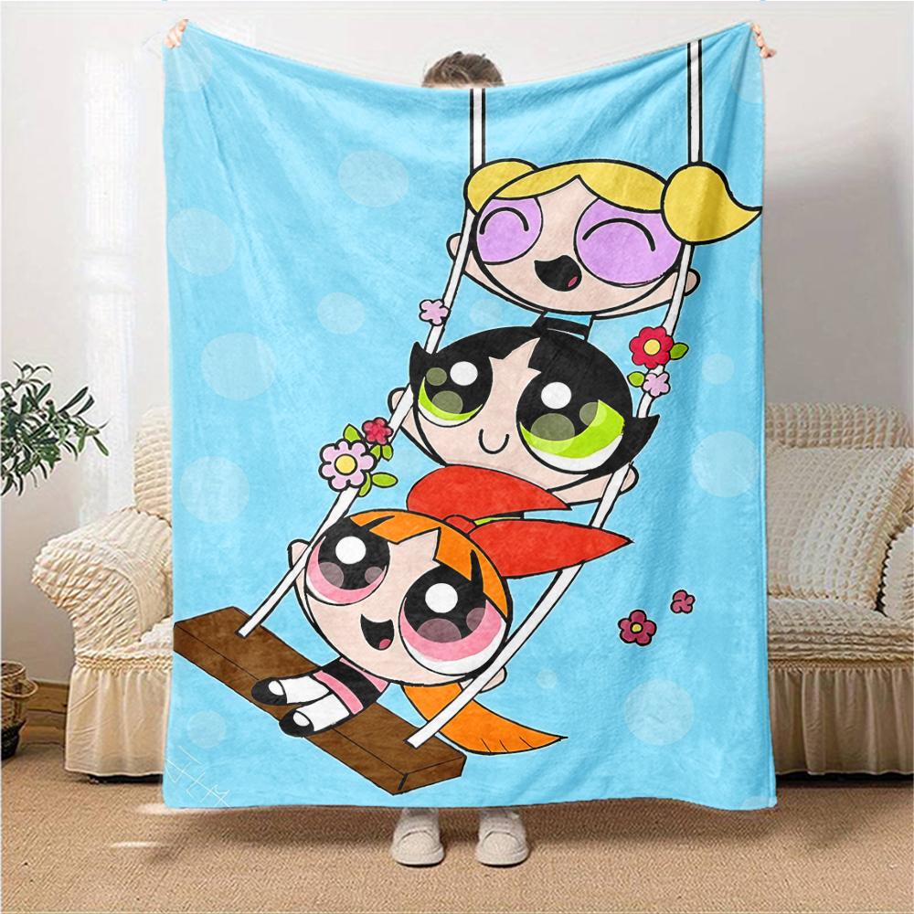 1Pc Powerpuff Girls Blanket For Couch Bed Plush Cozy Fuzzy Blanket Super Soft Warm Blankets For Fall And Winter 0918295
