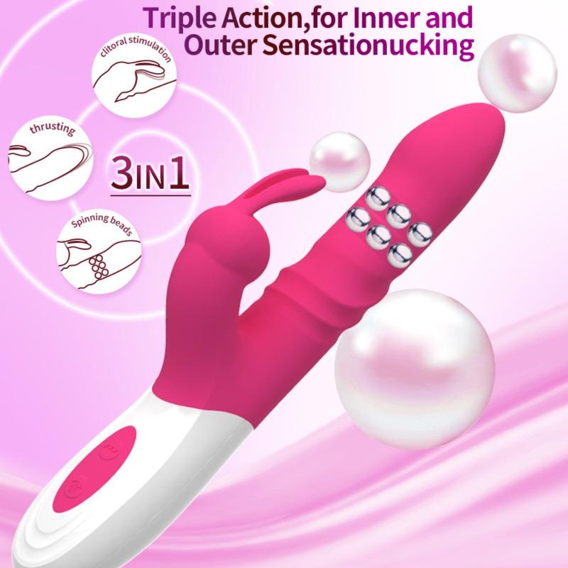 Rabbit Vibrator for Woman G Spot Vibrator Telescopic Dildo Sex Toys for Women Vagina Clitoris Massager Female Masturbation Double Vibration Sex Toys