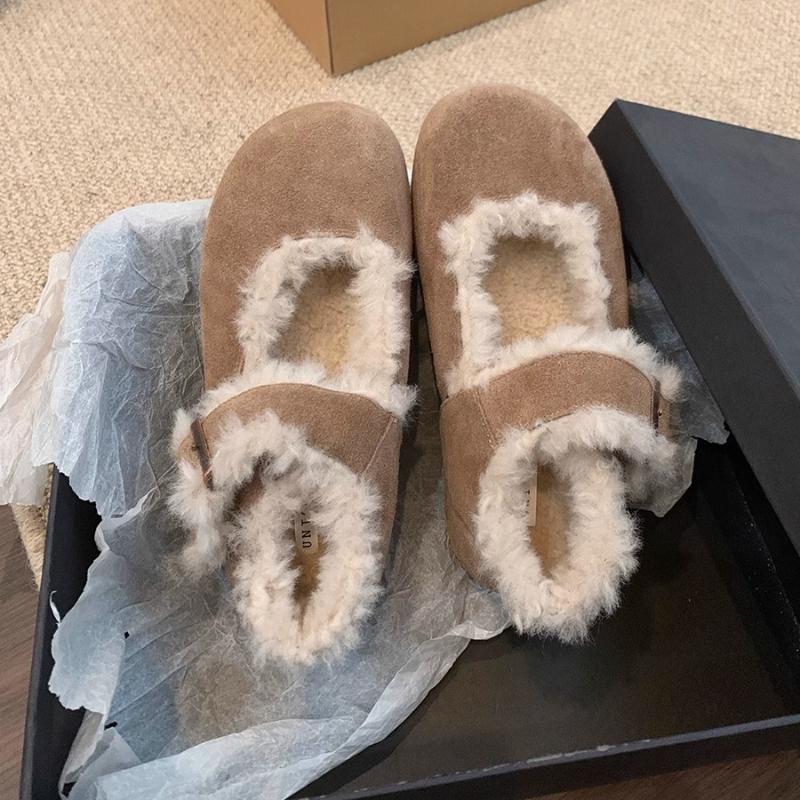 Fashion Retro Plush Casual Shallow Mouth Flat Mary Jane for Women 2025 Autumn New Warm Comfortable Versatile Fashion Cotton Single Shoes