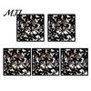 Hanging Partition Panel 5Pcs Room Divider Panel, Hollow Flower Butterfly Bird Wall Screen, Decor Square Decorative for Home Living
