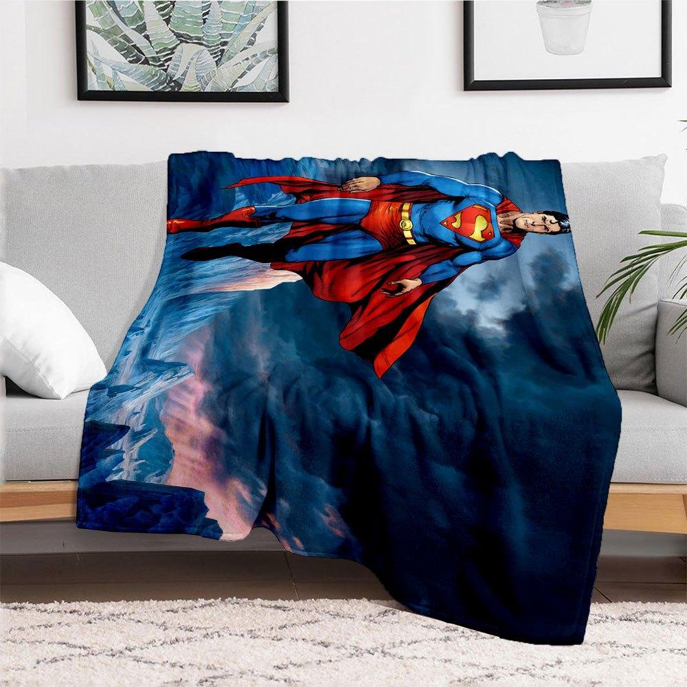 Superman Flying in Stormy Sky PosterBlanket Flannel Throw Blanket for Sofa, Bed, Travel, Camping, Office, Couch, Chair