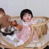 Niedliche 23 Zoll Simulation Babypuppe mit offenem Mund, Meilian, weicher Stoffkörper, Neugeborenenpuppe, echt aussehende Reborn-Puppen mit Haarimplantat als Geburtstagsgeschenk für Kinder