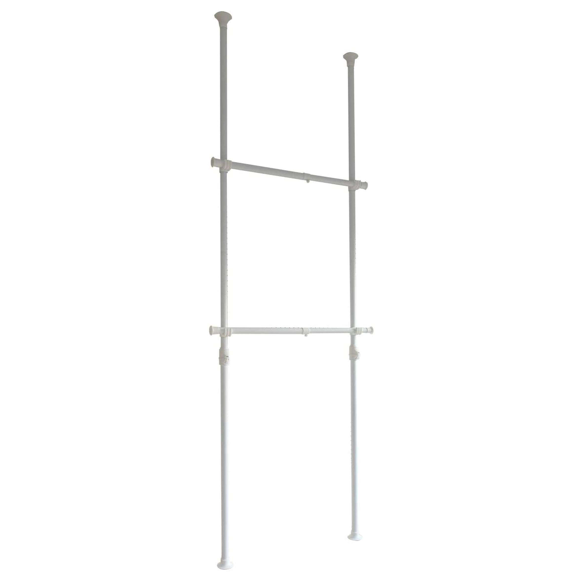 

YAMAZEN Натяжная вешалка Двойная Матовая белая Большая 60 кг Нагрузка Легкое натяжение Расширяемая высота и Подходит для сушки Требуется сборка Стойка, Тонкая,