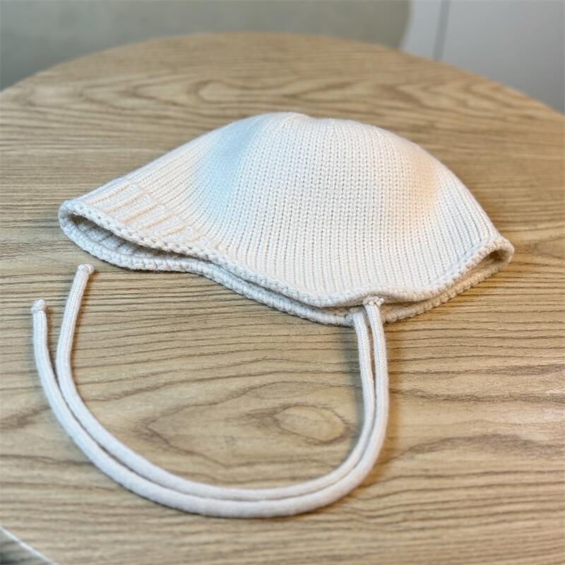 Autumn and Winter Warm Wool Hat Women's Ear Protector Knitted Pullover Hat Strap Fashion Hat