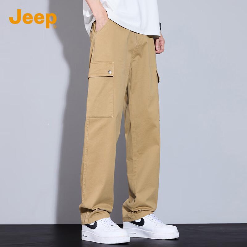 Jeep Men's 2025 Autumn/Winter Loose Straight-Leg Cotton Cargo Casual Pants