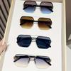 4PACK Men's Metal Geometric Square Double Beam Sunglasses with Gradient Lenses