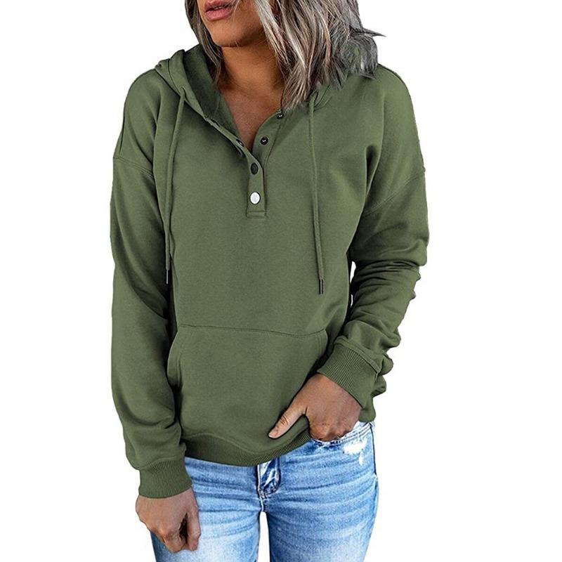 Women S Long Sleeve Loose Casual Hooded Sweatshirt With Drawstring Pockets