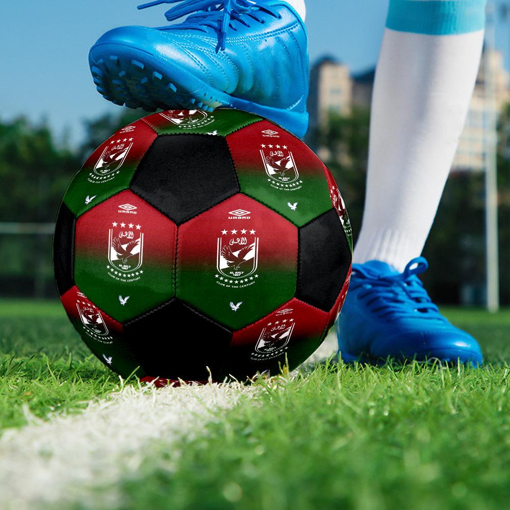 Al Ahly Indoor Soccer Ball Colorful All Ages Size 5 Machine Stitched PVC Competition Ready Durable High-Bounce