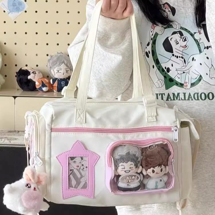 New Y2K Cute Ita Shoulder Bag Ins Girl Transparent Bag Large Capacity Comic Exhibition Crossbody Bag DIY Display Travel Handbags