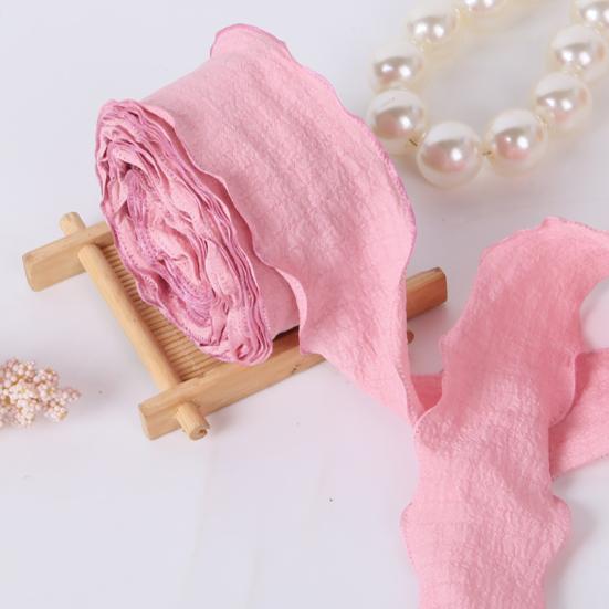 1 Roll 900x4CM Pleated Ribbon Trim DIY Sewing Flower Bridal Bouquets Gift Box Wrapping Ruffle Edge Ribbon Solid Polyester Decorative Ribbon