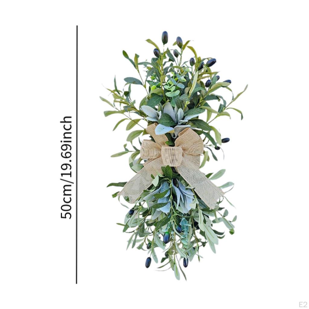 Stair Swag, Artificial Olive Wreath Front Door Wall Window Decor Greenery for All Seasons