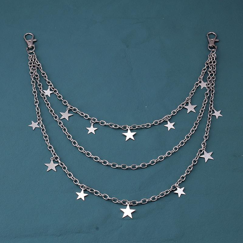 Neue vielseitige fünfzackige Sternanhängerkette, trendige Hip-Hop Herren- und Damen-Jeans-Taillenkette, modische Accessoires im Ins-Stil