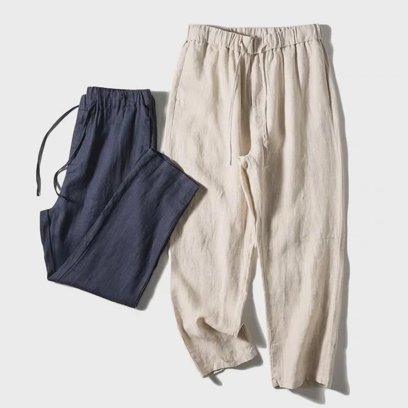 Premium Linen Japanese Loose Straight Casual Cropped Pants - Breathable, Comfortable, and Versatile.