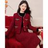 Women's Elegant Long-Sleeve Jacket & Midi Skirt Set
