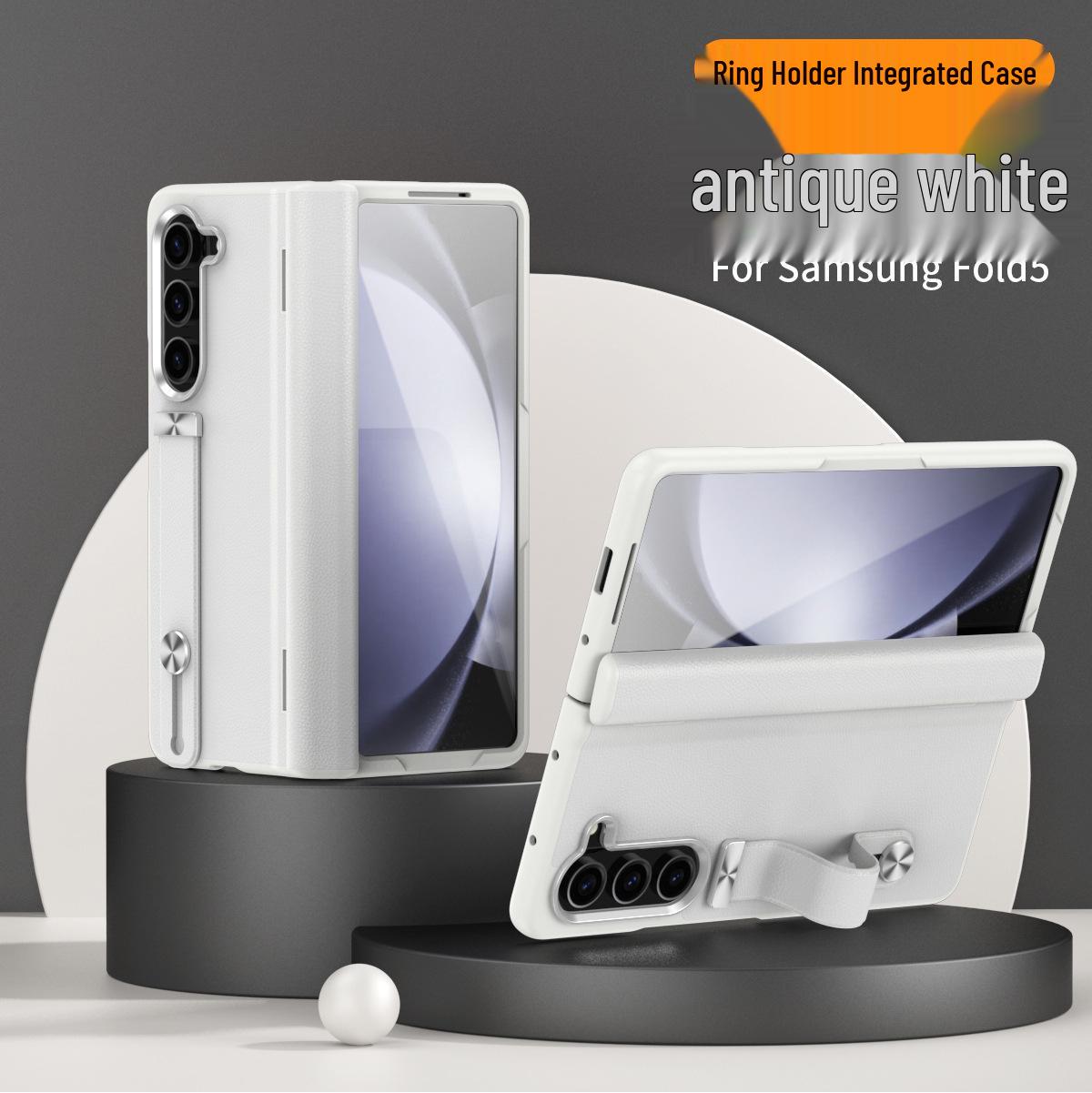 

Samsung Fold6 Case with Stand: Protective PC Shell, Integrated Leather, Wrist Strap Z Fold 4 белый