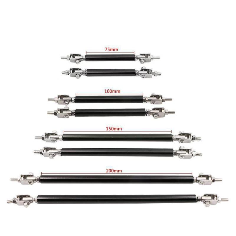 2x Univerzální Závodní Nastavitelná Přední Zadní Lišta Nárazníku Rozdělovač Podpěrná Tyč Sada Závodní 75mm/100mm/150mm/200mm Styling Auta Tunning