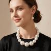 3 Pcs/set Exaggerated Necklace Earrings Set Gradient Size Chunky Beads Necklace Jewelry Set Women
