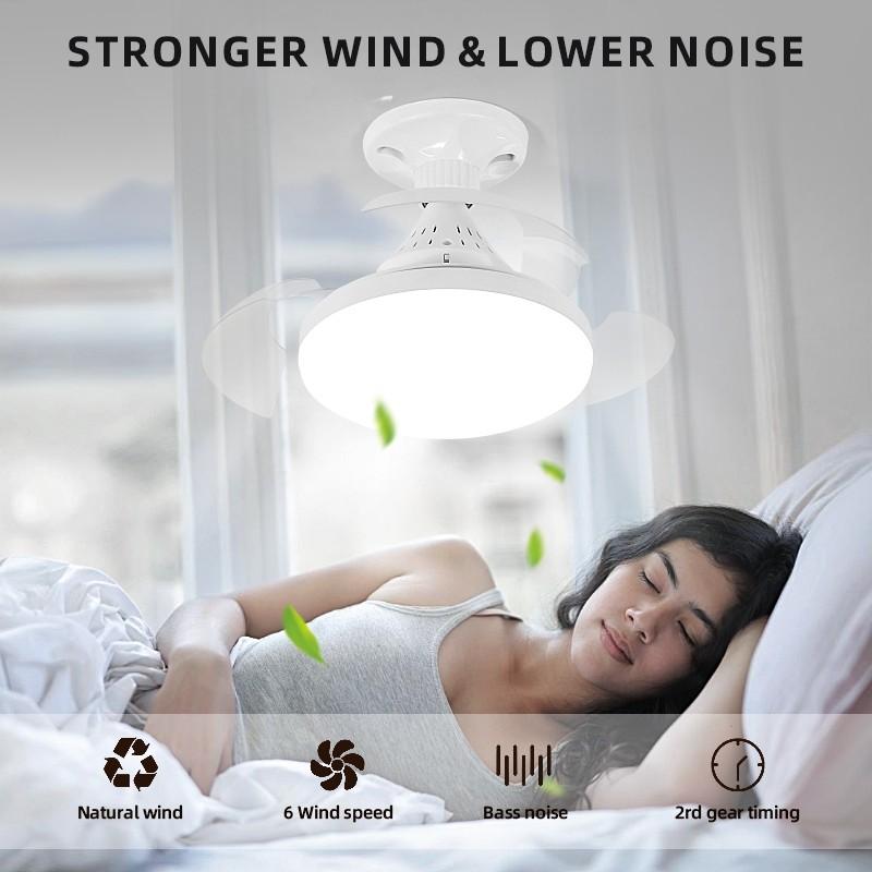14 Zoll 24W E27 Fassung Unsichtbarer Deckenventilator Haushalt Faltbare Flügel Kleiner Abluftventilator Elektrischer Deckenventilator Mit Licht