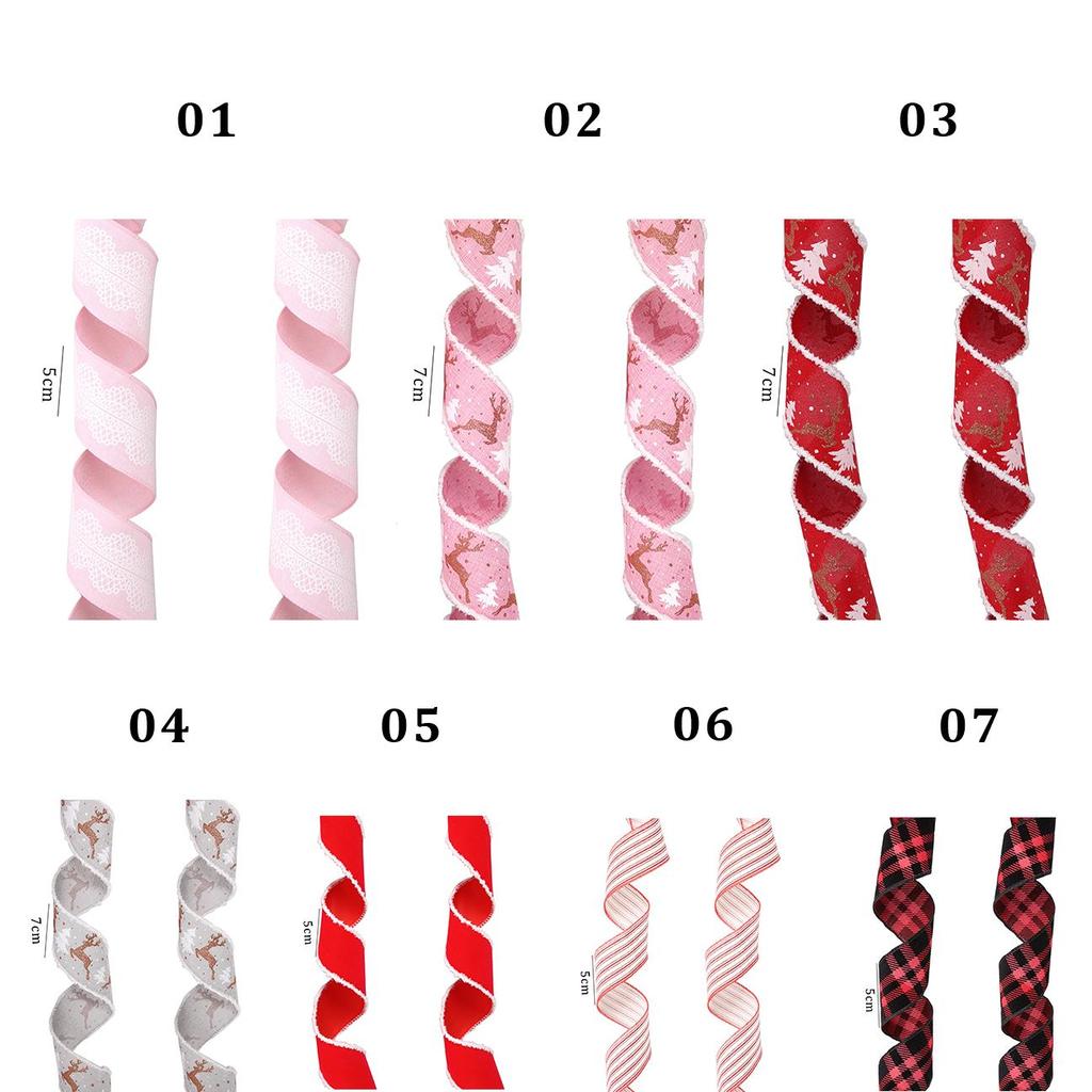 2M Weihnachtselch-Aufdruck Stoff mit Drahtkante Wirbelband Klassische Bastelschleife Weihnachtsbaum