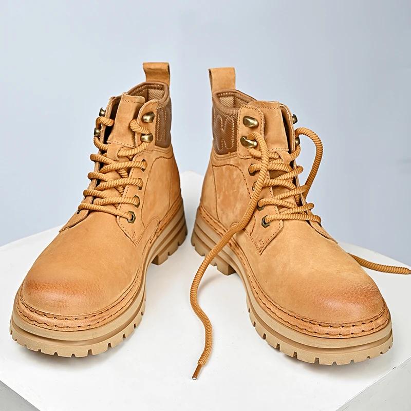 Модные замшевые кожаные мужские мотоциклетные ботинки — фото 7