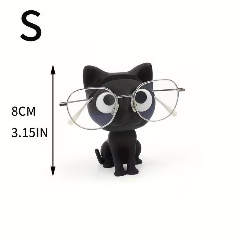 Cute Black Cat Eyeglass Holder Resin Cat Glasses Stand Kawaii Desk Decor for Sunglasses Eyewear Perfect Gift for Cat Lovers
