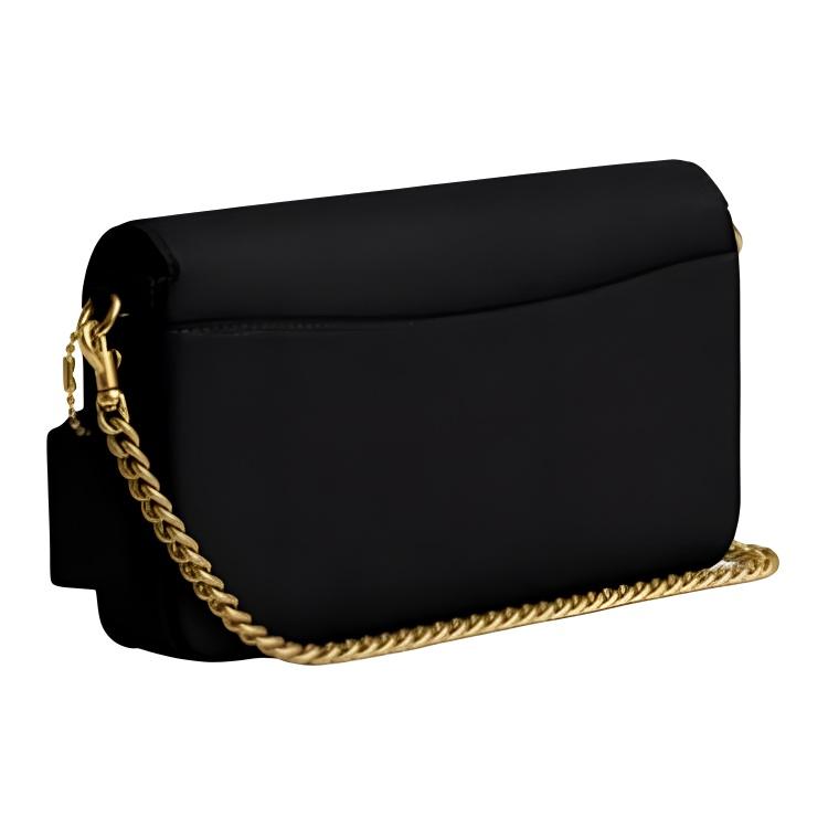 Coach 21 Gold Logo Chain Shoulder Strap Leather Crossbody Bag Mini Women bags Black CAO01-B4BK