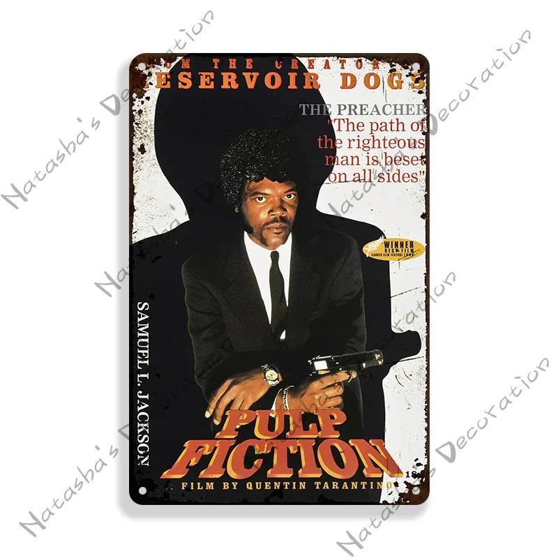 Pulp Fiction Rusty Movie Poster Metal Tin Sign Old Metal Signs Vintage Poster Man Cave Garage Metal Plaque Industrial Decor