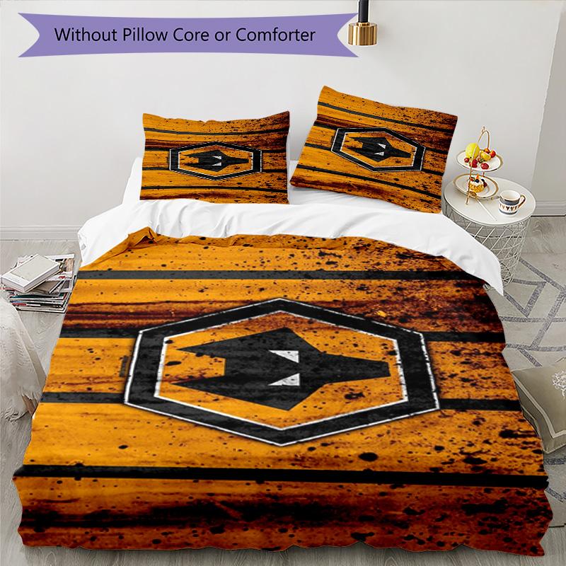 Set Copripiumino con Stampa dello Stemma del Wolverhampton Wanderers Football Club – include 1 copripiumino e 2 federe coordinate Arredamento camera da letto Regali di Natale