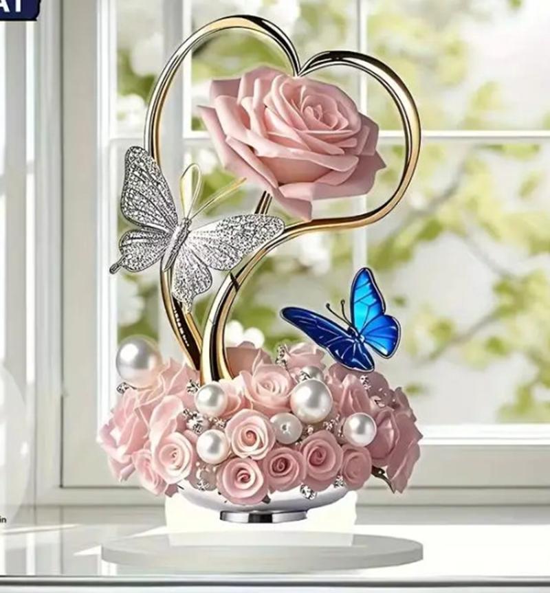 Artificial Crystal Acrylic Tabletop Decoration Gift For Birthday Wedding Anniversary 2D Printing Art
