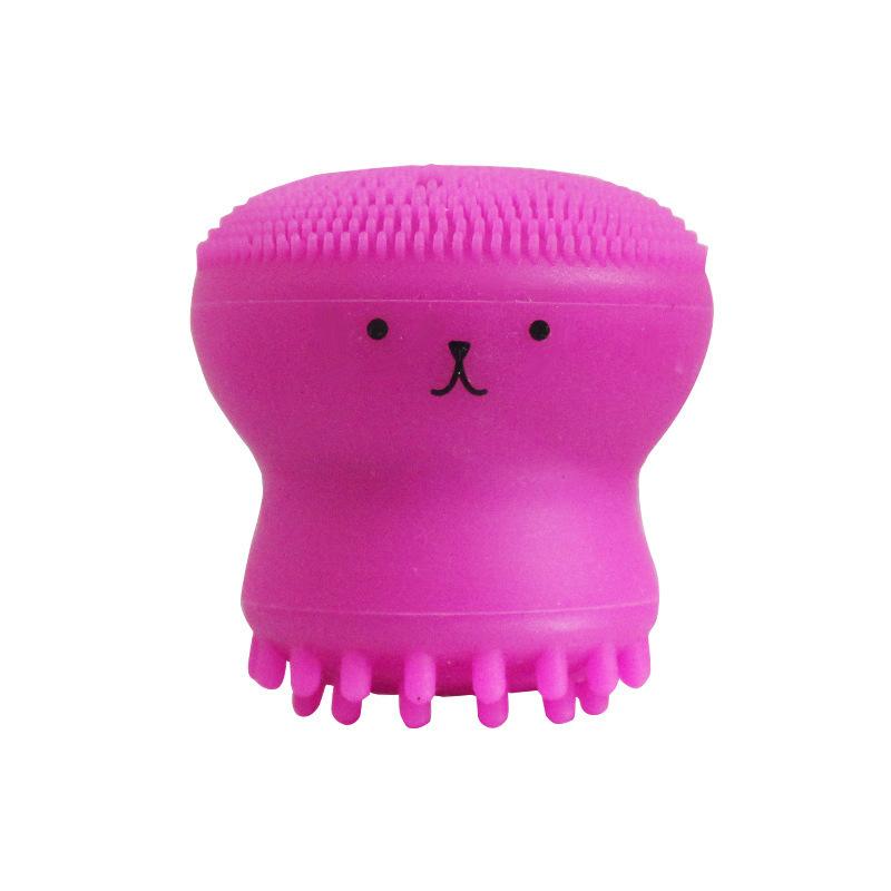 Silicone Face Cleansing Brush Facial Octopus Shape Deep Pore Exfoliating Blackhead Face Scrub Washing Brush Makeup Tool ярко-розовый