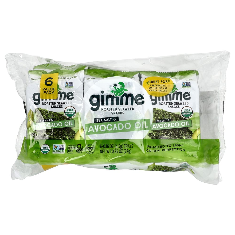 iHerb Roasted Seaweed Snack with Sea Salt & Avocado Oil, 6-Pack (4.5g / 0.16 oz Each)