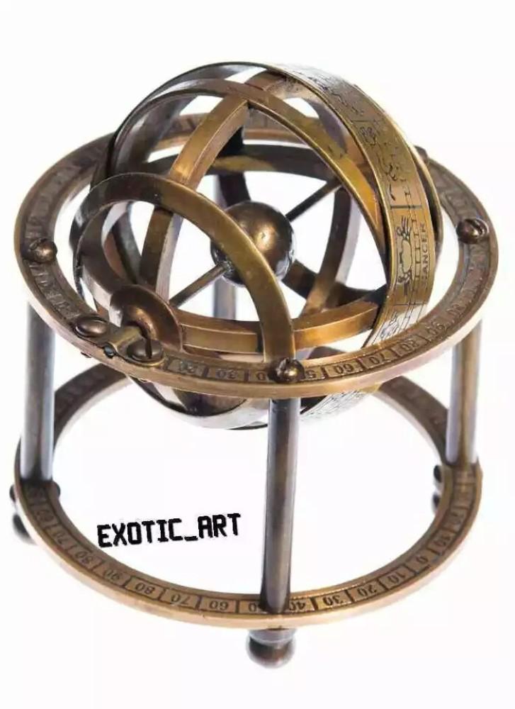 3-calowy mosiężny mały sferyczny globus armilarny ręcznie robiony morski prezent świąteczny