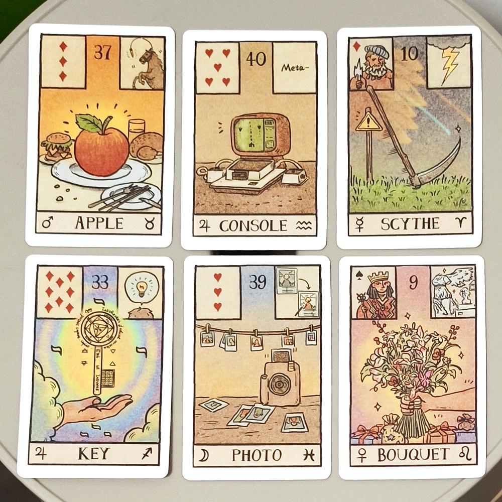 9*6cm Akashic Eye Lenormand: 61-Card Divination Set (36 Traditional + 12 New + 13 Optional) Modern Illustrated Oracle Cards