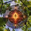Laser Cut Metal Wind Spinner 3D Dragonfly Mandala Design Holographic Garden Decor Outdoor Hanging Rotary Wind Chime Gift