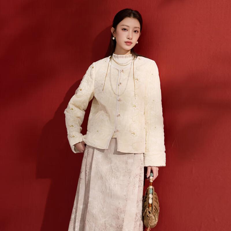 SanCai Women's Plus Size Chinese Style Embroidered Quilted Jacket