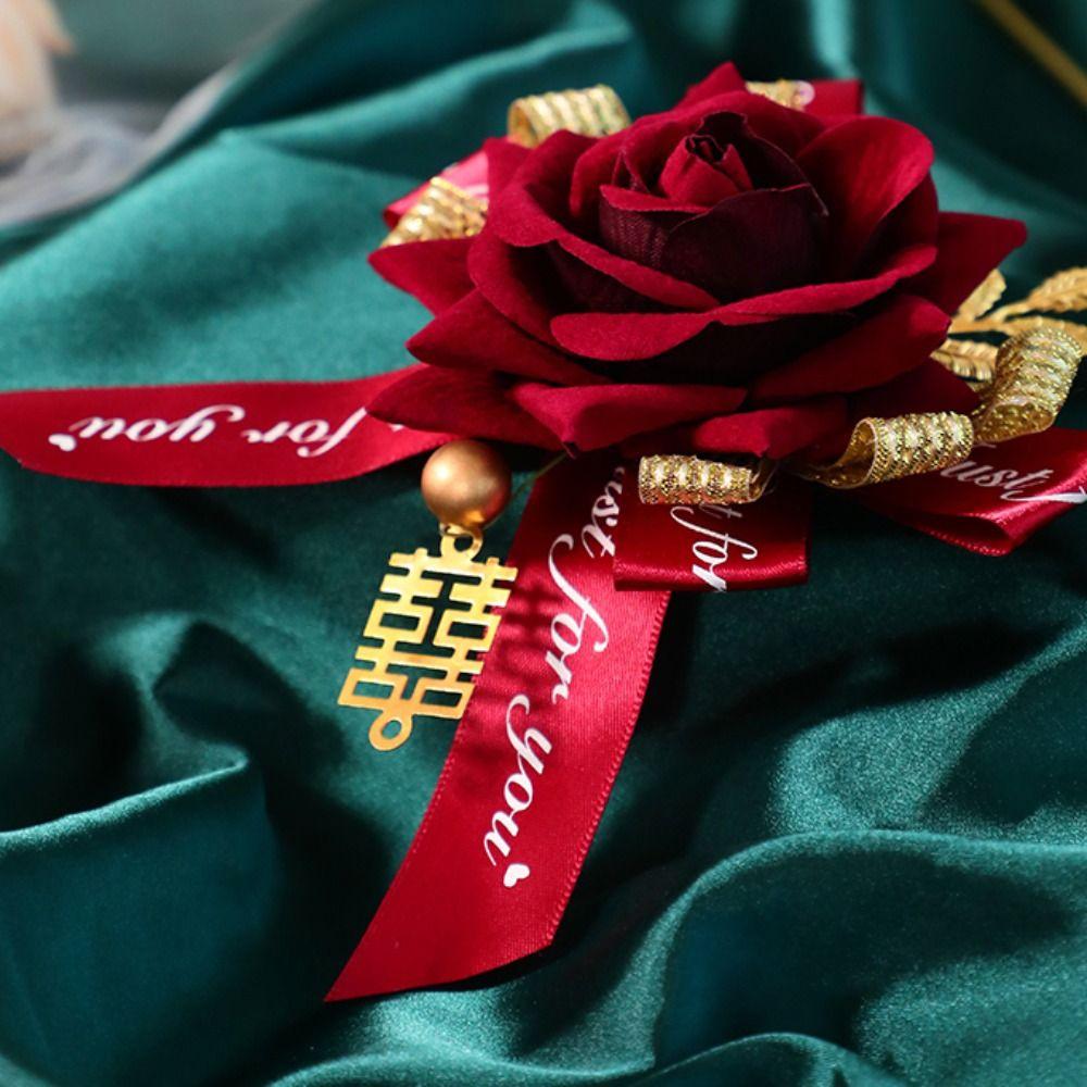Simulation Flower Parents Banquet Chinese Style Corsage Wedding Corsage Bride Brooch Groom Brooch