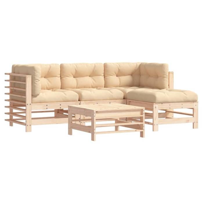 VidaXL Garden Lounge Set with Cushions 5 Pcs, Sofa with Backrest and Armrest, Furniture Set with Coffee Table Patio 3185801
