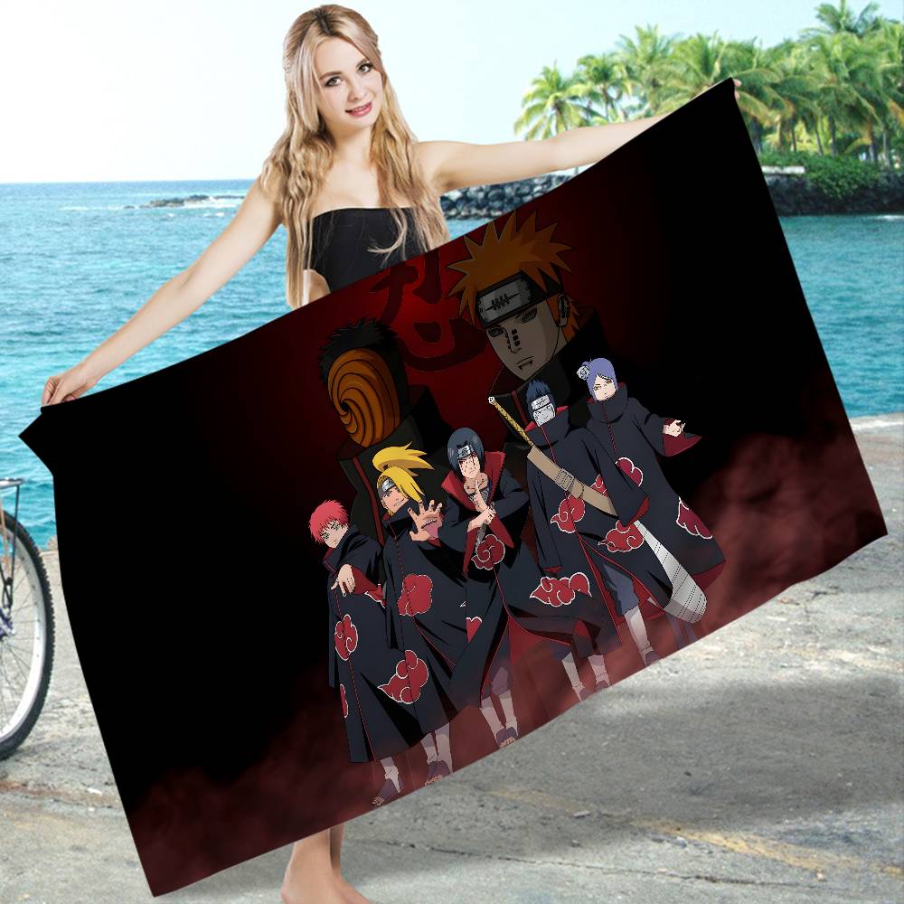 Classic Anime N-Naruto-S-Akatsuki Microfiber Blanket Drying Beach Towels Oversized Printing Super Absorbent Pool Towel Blanket