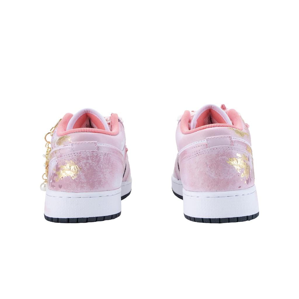 Jordan Air Jordan 1 Pink Dreamy Low Top Vintage Basketball Shoes Unisex Gold Powder 553560-025(Team836-)
